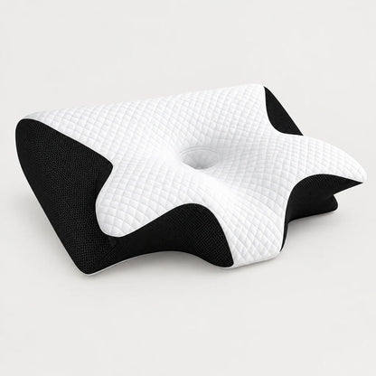 Ergonomisches Nackenkissen aus Memory-Schaum in Weiß und Schwarz