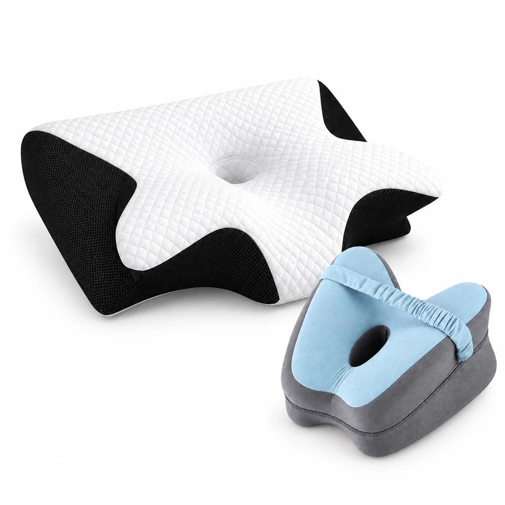 Seitenschläfer-Set aus Nackenkissen und Kniekissen